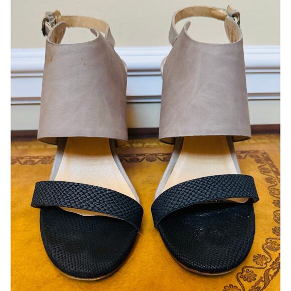 CL by Chinese Laundry Womens Baja 2 Toned Taupe Black 3" Wedge Sandals Size 8.5 - Picture 2 of 9
